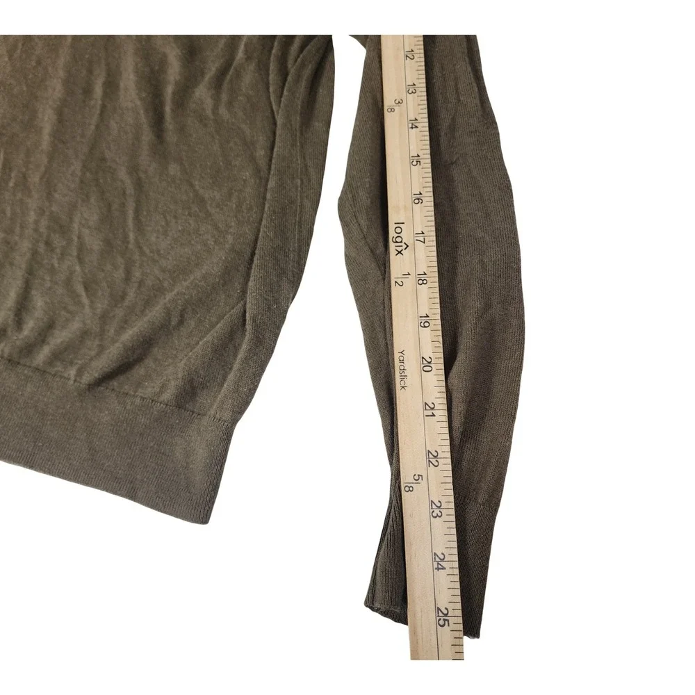 Banana Republic Forever Sweater Mens M Olive Brown Cotton Blend V-Neck Raglan
